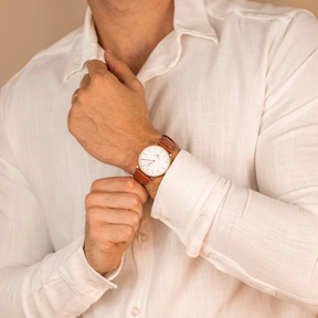 Minimalist Brown Watch with Bronx Rose Gold Leather Strap 40mm