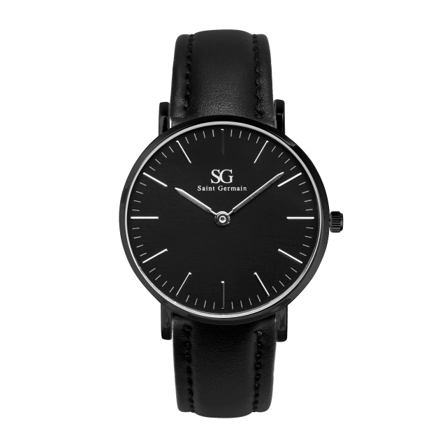 Murray Full Black Minimalist Watch with Leather Strap 40mm