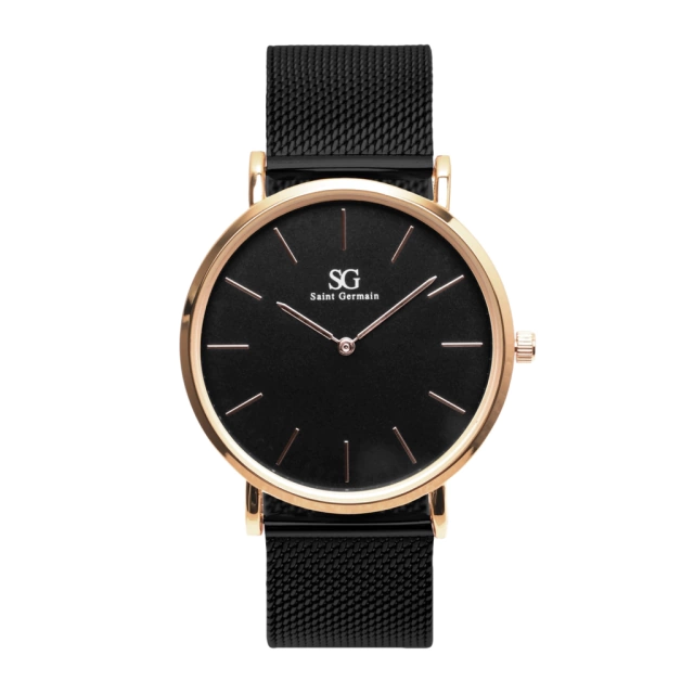 Houston Rose Gold 40mm Black Minimalist Watch