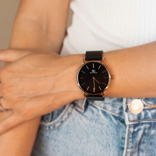 Houston Rose Gold 40mm Black Minimalist Watch