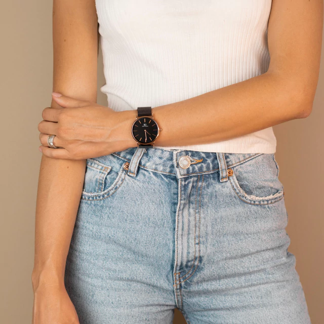 Houston Rose Gold 40mm Black Minimalist Watch