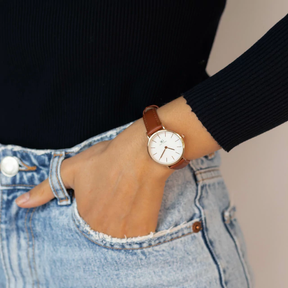 Women's Brown Watch with Bronx Rose Gold Leather Strap, 32mm 92 Reviews | 3 Questions