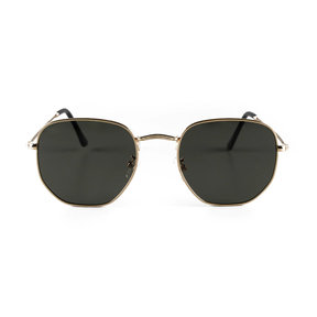 Classic Hexagonal Harbor Green Gold Sunglasses
