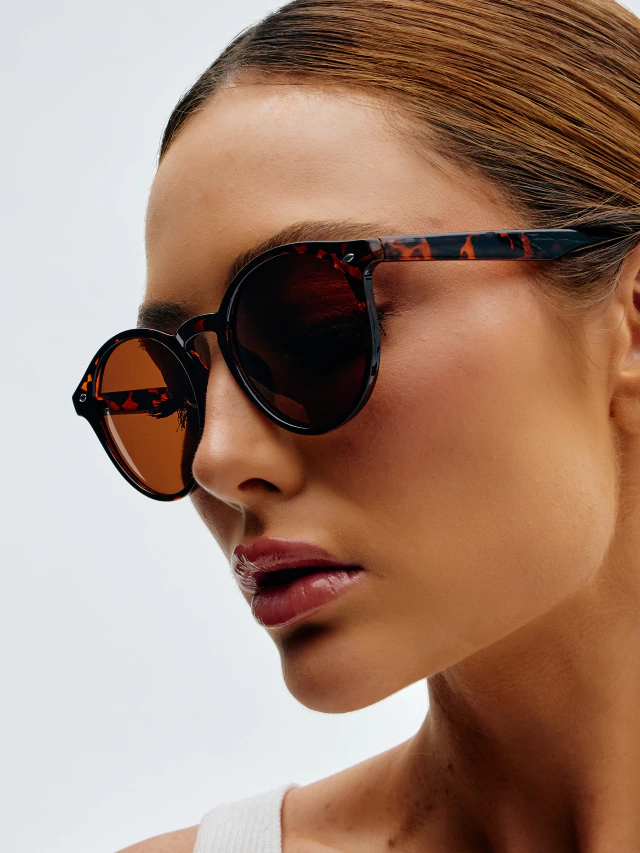 Lincoln Brown Turtle Classic Round Sunglasses
