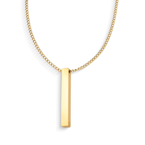 Men's Gold Necklace with Bar Pendant