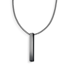 Men's Black Necklace with Bar Pendant