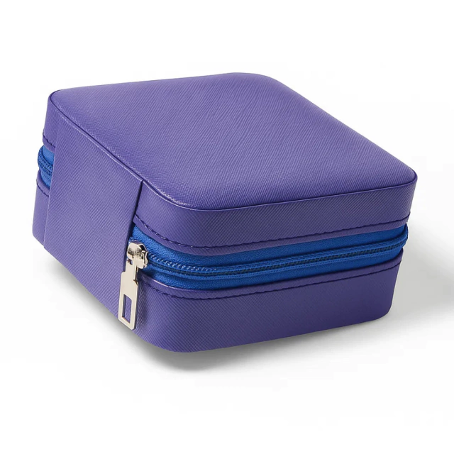 Blue Jewelry Case with Zipper