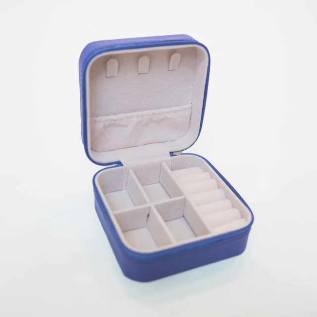 Blue Jewelry Case with Zipper