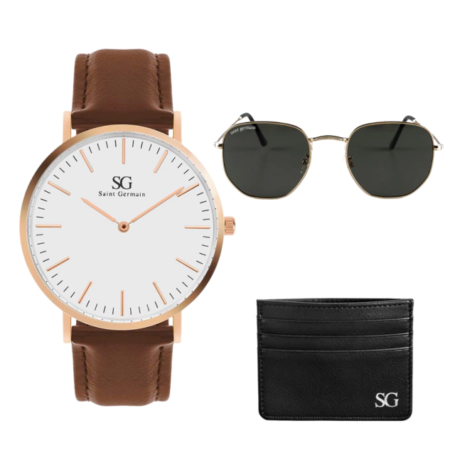 KIT Bronx Rosé Gold 40mm + Wallet + Harbor Green Gold Glasses + Gift Box