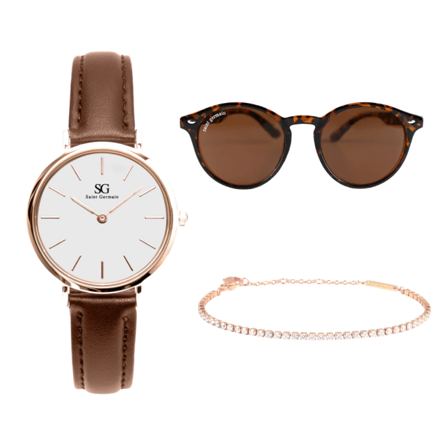 KIT Bronx Rosé 32mm + Riviera Rosé Bracelet + Lincoln Brown Turtle Sunglasses + Gift Box